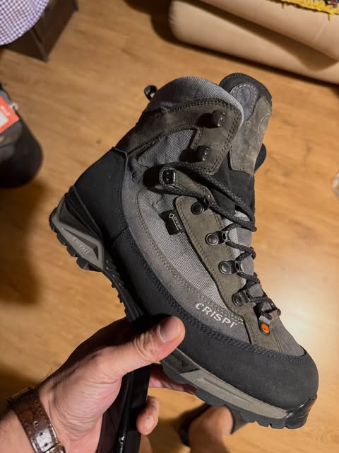 Grey and black Crispi hiking boot